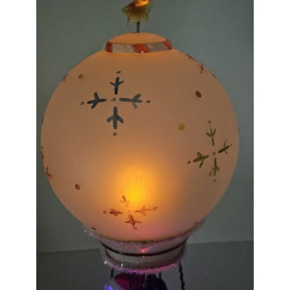 Lighted Acrylic Hot Air Balloon Snowman Christmas Vtg JCPenney Home Collection